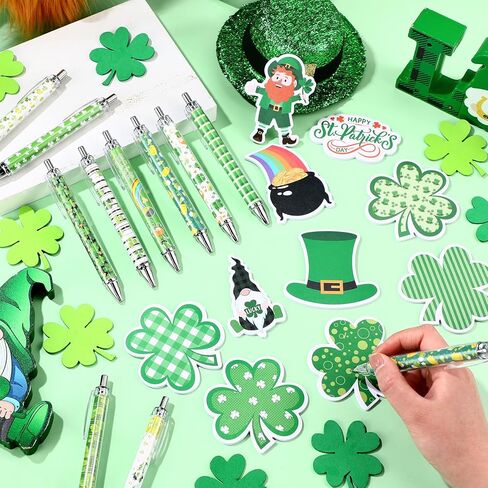 40 Pcs St. Patrick's Day Sticky Notes and Pens Bulk, 20 Shamrock Memo Notepads to Do List, 20 Green Lucky Clover Ballpoint Pens for Irish Party Favors Supplies Gifts Office Home Supplies in Kuwait
