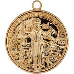 St Francis Dog ID Tag, Gold Finish, 1" Round, 1 Count