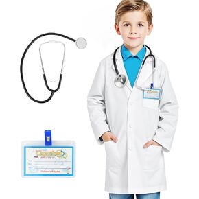 معطف مختبر Doctor for Kids مع الملحقات ، يلعب العلماء دور الأزياء الوظيفية للبنين الفتيات الذين تتراوح أعمارهم بين 3-12