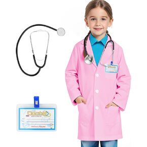 Doctor Lab Coat for Kids with Accessories,Scientist Role Play Career Day Costume for Boys Girls Age 3-12