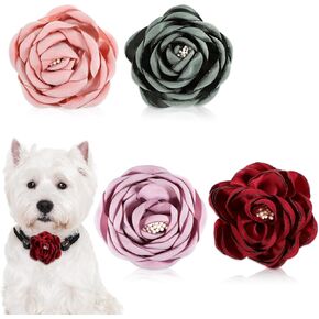4 Pieces Dog Collar Flowers Bulk Pet Flower Dog Charms Flower for Cat Puppy Dog Collar Grooming Accessories