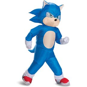 Disguise Sonic Inflatable Kids Costume, Official Sonic Move 3 Inflating Costume with Fan, One Size Child