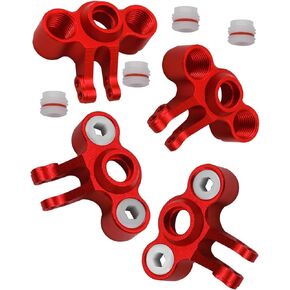 Front Rear Axle Carriers Knuckle Arm Upgrades Part for 1/16 E-Revo/Mini Slash/Mini Summit,4PCS Aluminum Left Right Axle Carriers Knuckle Arm Hops Up,Replace 7034,Red