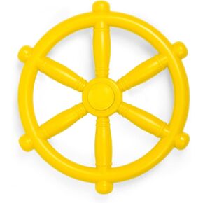 Barcaloo Kids Playground Pirate Ship Wheel – Yellow Jungle Gym Steering Wheel for Swing Set, Childrens Steering Wheel Simulation Toy, Pirate Ship Steering Wheel Toys for Toddlers. Wheel Playset