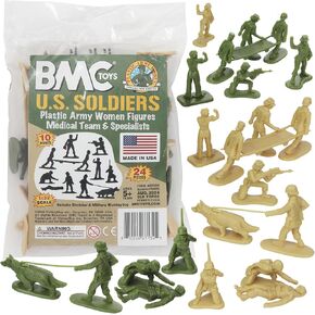 BMC Plastic Army Women Medical & Support - OD & Tan 24pc Female Soldier Figures
