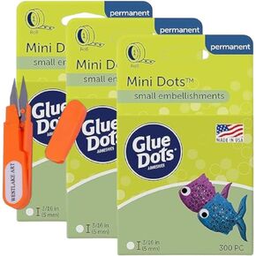 نقاط Glue Dots Brand Mini Dots ، 3/16 "الحجم ، 300 نقاط عادية من أجل صياغة الدقة مع تعليق مقص التطريز القوي ، تطبيق خالٍ من الفوضى (حزمة 3) in Kuwait