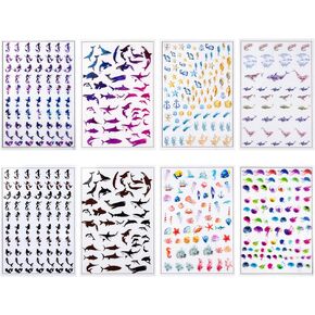 OLYCRAFT 8 Sheets Ocean Resin Decorative Films Non-adhesive Transparent Image Sheets for Resin Dolphin Jellyfish Printed Sheets Mermaid Whale Shell Starfish Resin Films for Resin Crafting Summer Decor