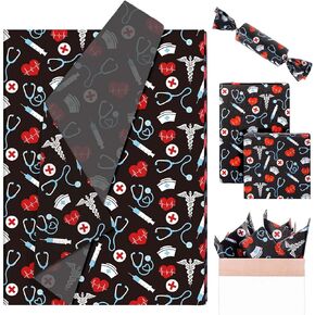 JarThenaAMCS 100 Sheets Nurse Tissue Paper Medical School Gift Wrapping Tissue Paper Bulk Nursing Healthcare Print DIY Art Craft Paper for Nurses Week Doctor Graduation Party Supplies, 13.7x19.6 Inch