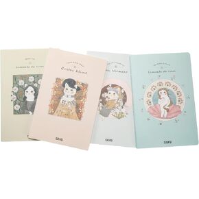 SIIXU Softcover Journal/Diary 4 Pack, Composition Notebooks Set, College Ruled Paper, Memo Field Note Book for School/Office, Pack of 4, 5.5" x 8.3", 96 Pages, Beautiful Cute Designed, Lay Flat