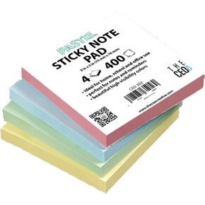 Pastel Stick-on Notes for Easy Organization - Colorful Sticky Notes in Vibrant Pastel Shades for Clear, Visible Reminders - Small Notepads for Home, Office, or School Use - 100 Ct. 3×3
