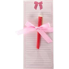 Graphique Bow Notepad with Pen, 100 Tear-Away Sheets for Grocery, Gifts & To-Do Lists, Writing Pad and Pen Set for Fridge, Kitchen, Office, Fun Gift
