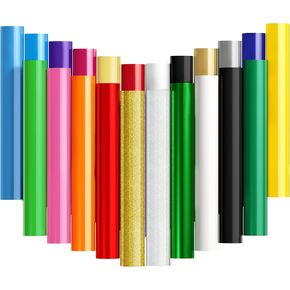 Heat Transfer Vinyl Bundle, HTV Vinyl Sheets - 12'' X 10ft, 22 Pack Iron on Vinyl Bundles Compatible with Cricut Machine, HTV Bundle for T-Shirts