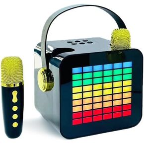 Kids Karaoke Machine with LED Mood Rhythm Light, 2 Wireless Microphones, Portable Karaoke Machine, Suitable for Family Gatherings and Entertainment Karaoke (Large Size)