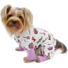 Klippo Dog/Puppy Minky Sweet Candies Plush Pajamas/Bodysuit/Loungewear/PJ/Coverall/Jumper/Romper for Small Breeds (L)