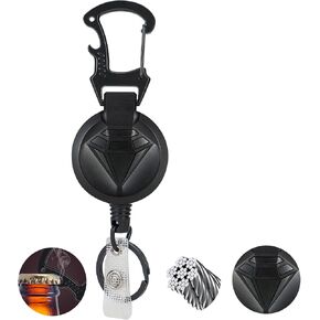 Diamond Pattern Retractable Badge Holder,35" Stainless Steel Cord Heavy Duty Badge Reel,Durable and Secure Retractable Keychain for Keys & ID Badges (1 Pack)