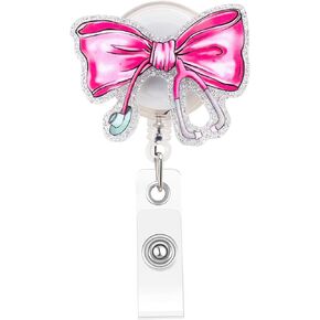 Pink Bow Nursing Badge Reel for Id Card Badge Retractable Nurse Student Badge Reel Holer Healthcare Badge Reel for Nurse Nursing Student Nurse Gifts for Women