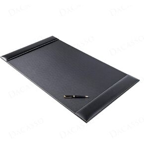 Dacasso 34" x 20" Rustic Black Leather Luxury Desk Pad with Side Rails - Executive Desk Surface Protector - Blotter for Writing