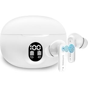 SIOTMERA Real Time Translation Earbuds, Instant 144 Language Translator Device with 8 Offline Language AI Translating Headphones Travel Business Y113S White