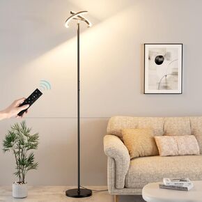 LED Floor Lamp - 73.6" Tall Modern Standing Lamp with 2 Rotatable Lights, Remote & Touch Control, 36W Bright Stepless Dimmable, Ideal for Living Room Bedroom Office(Black)