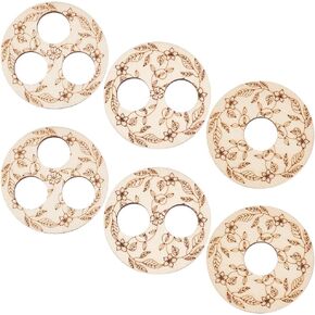 Benecreat 6 PCS 3 أنماط أداة تركز على الفتيل الخشبية ، حامل فتيل مزخرف بحجم 2.95 بوصة ، وثنائي ثنائي الفتحة ثنائي الفتحة من أجل صنع الشمعة DIY