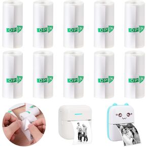 Thermal Sticker Paper for Mini Printer 57mm x 3m Printable Sticker Paper Self-Adhesive Mini Thermal Printer Stickers Papers for Pocket Thermal Printer and Most Instant Print Cameras 10 Rolls