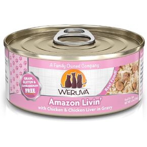 Weruva Classic Cat Food, Amazon Livin' with Chicken Breast & Chicken Liver in Gravy, 5.5oz Can (Pack of 24)