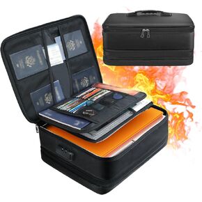 TYLIN Expandable Fireproof Document Box，Large Capacity File Organizer, Fire Proof Safe For Home,Document Organizer Box with Lock,Multi-Layer Portable Home Travel Safe Storage Box for Files,Cash