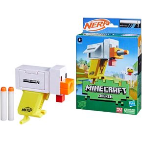 Nerf Microshots Minecraft Chicken Blaster, Includes 2 Nerf Elite Foam Darts