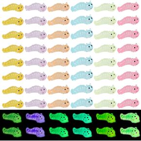 CCINEE 60pcs Luminous Animals Caterpillar Miniauter Figures Glow in The Dark Resin Animals Figures Micro Fairy Ornaments Tiny Caterpillar Miniature for Bag Cake Topper Birthday Party Favors