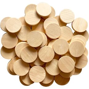 60 Pack Round Wood Coins1.5 Inch Natural Wood Slices Wooden Discs for DIY Arts & Crafts Projects
