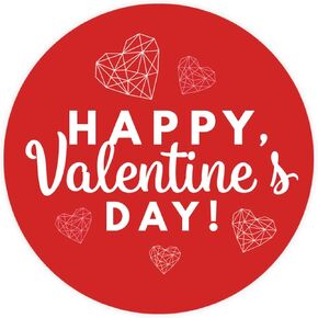 Andaz Press Happy Valentines Day Stickers 2 Inch Modern Geometric Valentine's Day Round Circle Party Favor Gift Labels, Happy Valentine's Day, 40-Pack Valentine Stickers Valentine Labels
