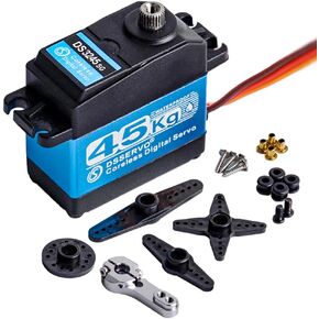 45kg Low Profile Servo Coreless Steering Servo Motor, High Torque 46kg.cm@ 7.4V, Stainless Steel Gear RC Digital Servo or Robotic DIY, 1/10 1/8 RC Car/Truck/Crawler/Boat (Control Angle 180°)