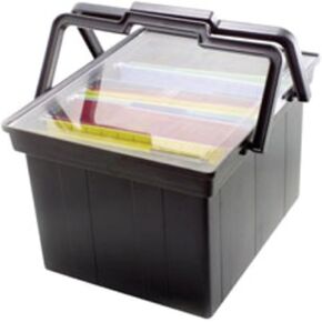 ADVANTUS Companion Letter/Legal Portable Plastic File Box, Includes Lid and Handles, 17 x 14 x 11 Inches, Black (TLF-2B)