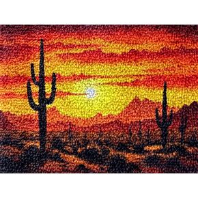 Generic Cactus & Desert Latch Hook Kits Rug DIY Cushion Tapestry Making Crochet Hook Mat Making Kits Color Preprinted Pattern Canvas DIY Carpet Needlework Crochet Kits 52x38cm (cll-46)