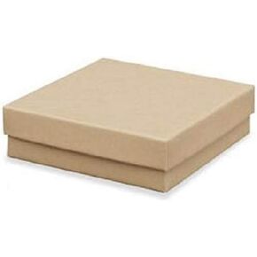 12 Pack Cotton Filled Brown Kraft Paper Cardboard Jewelry Gift and Retail Boxes 3 X 3 X 1 Inch Size by R J Displays