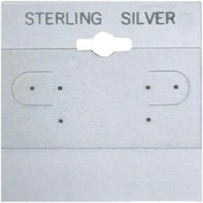 888 Display 1 1/2" x 1 1/2" Grey Sterling Silver Imprinted Hanging Earring Cards, Jewelry Display Pack of 100