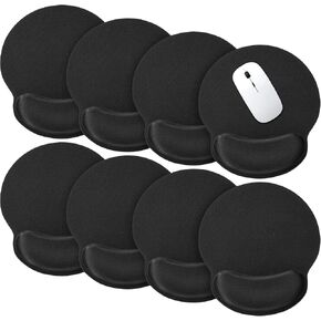 Yunsailing 8 Pack Ergonomic Mouse Pad with Wrist Rest Support Gel Memory Foam Mouse Pad Comfortable Computer Mouse Pad for Laptop Pain Relief Mousepad for Laptop, Computer, Gaming (Solid Black Style)