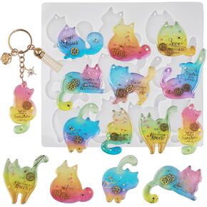 Cute Cat Resin Molds Silicone, 3D Animal Silicone Molds, DIY Epoxy Resin Casting Process, for Keychains, Bag Pendant Decoration