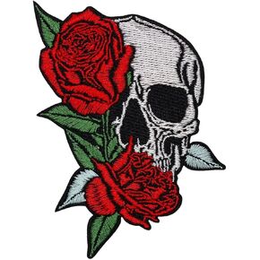 Eternal Skull and Rose Patch – 4 inches, Cool Colorful Rose Skull Patch – Embroidered Iron On/Sew On Patches