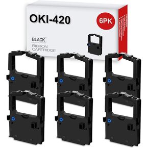6-Pack 42377801 Black Ribbon Replacement for Okidata 420/421/490/491 42377801 Black Ribbon Used with Microline 420, 421, 490, 491, ML420, ML421, ML490, ML491, Black (6 Pack)