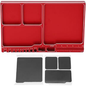 Dilwe RC Magnetic Tray, High Strength Aluminium Alloy Magnetic Screw Tray with Magnetic Pad for RC Model Toy Repair, Magnetic Mat Electronic Repair Kit Tool Organizer(Red)