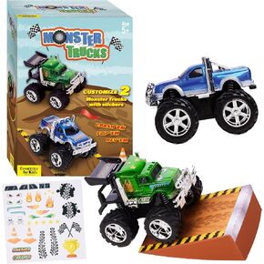 Creativity for Kids Monster Trucks Craft Kit: Customize 2 Monster Truck Toys, DIY Arts and Crafts for Kids, Monster Truck Toys for Ages 5-7+, Gifts for Kids and Toy Cars for Boys