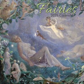 The Gifted Stationary 2025 Square Wall Calendar, Fairies, 16-Month Arts & Antiques Theme Hanging Calendar with 180 Reminder Stickers, Month Planner for Creative Spaces, 12x12 In