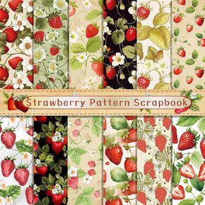 Strawberry Pattern Scrapbook, 11.8X11.8 Double-Sided Cardstock Paper Pack, 24 Sheets/12 Designs Fruit Scrapbooking Card Making Crafting, Journal Scrapbooking Supplies, Acid & Lignin Free