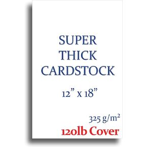 Super Thick 120lb Cover 12" x 18" Cardstock for Inkjet or Laser Printers - 50 Sheets - Heavy Printer Paper - Matte Finish White - Great for Cards, Menu's, Posters, Covers