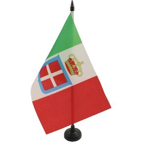 Kingdom of Italy Crown Table Flag 5'' x 8'' - Italian royal Desk Flag 21 x 14 cm - Black plastic stick and base - AZ FLAG