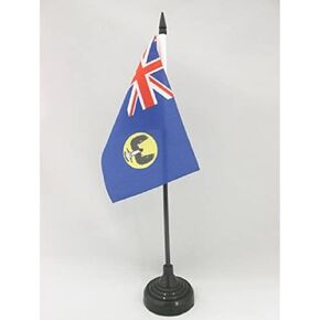 South Australia Table Flag 4 'x 6' ' - South Australian - Croweater Desk Flag 15 × 10 سم - عصا بلاستيكية أسود وقاعدة - علم AZ