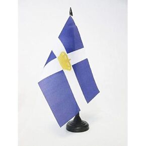 Kingdom of Greece 1863-1973 Table Flag 5'' x 8'' - greek Desk Flag 21 x 14 cm - Black plastic stick and base - AZ FLAG