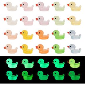 Pandahall 50 Pcs Glow in The Dark Duck Beads Luminous Duck Beads Colorful Kandi Beads Resin European Large Hole Beads for Bracelet Necklace Jewelry Making, 23.5x15.5mm