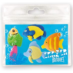 Eraser Buddiez - Reef Fish from Deluxebase. Cute Rubber Stationery Set in Reusable Bag. Novelty Office Desk Accessories, School Supplies and Party Favors.